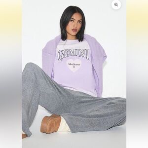 New purple lavender ombre graphic sweatshirt women Gemini charmer oversized